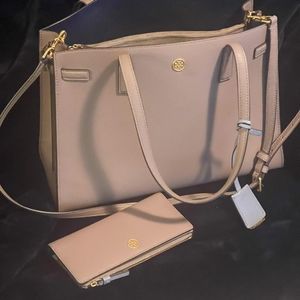 Tory Burch Large Walker Satchel and Slim Wallet